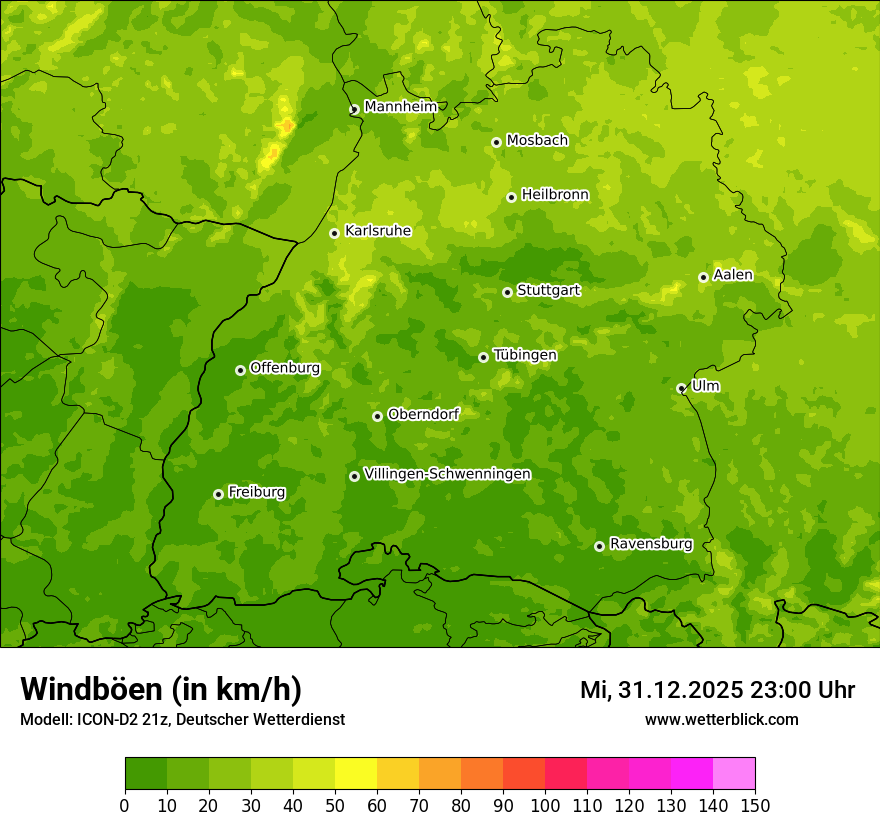 Modellkarten Windgeschwindigkeit