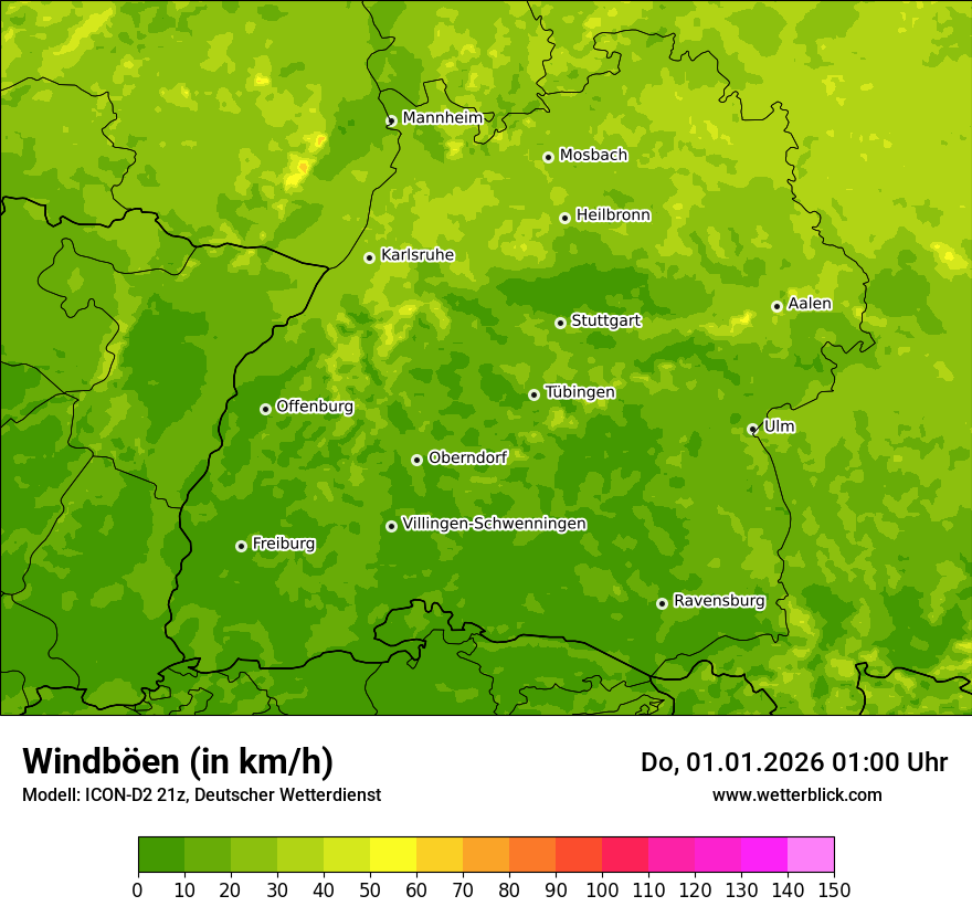 Modellkarten Windgeschwindigkeit