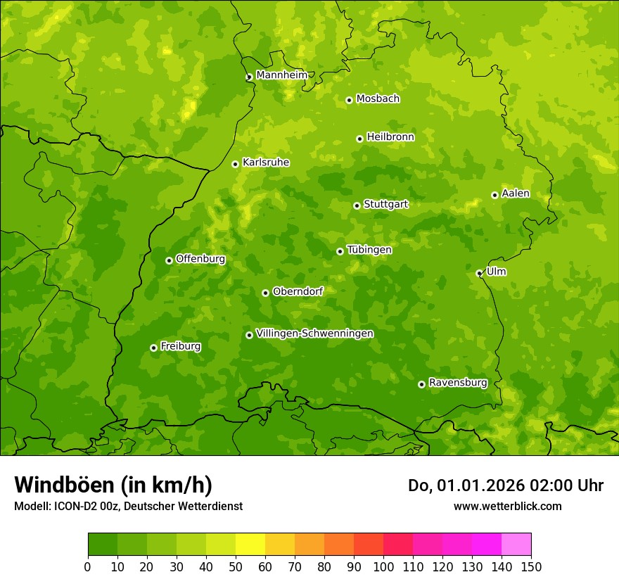 Modellkarten Windgeschwindigkeit