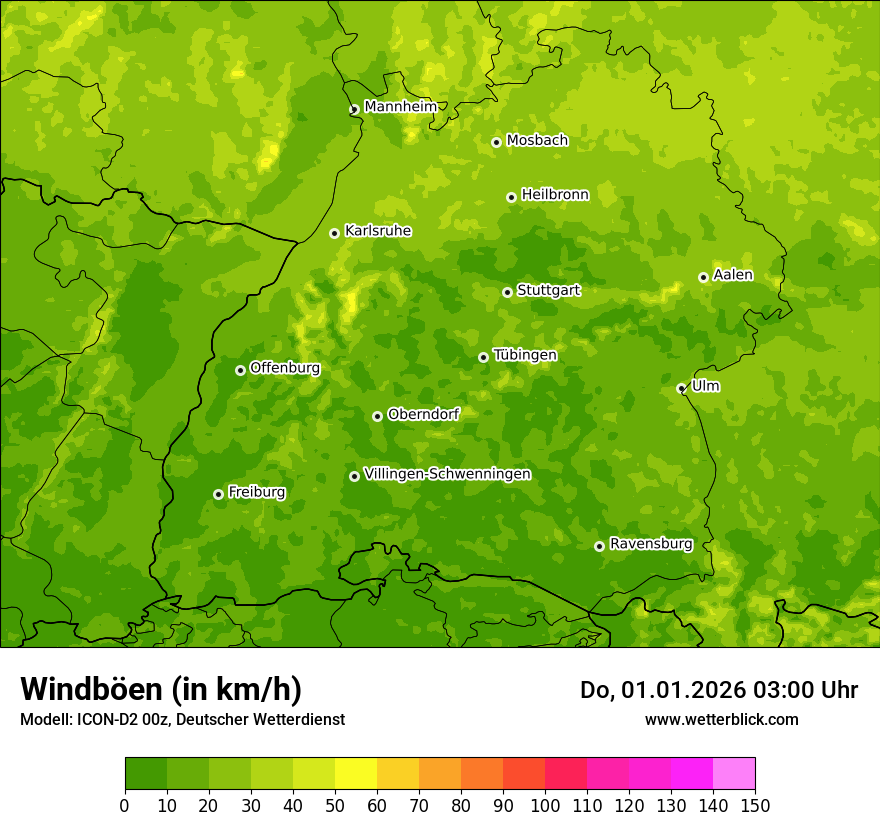 Modellkarten Windgeschwindigkeit