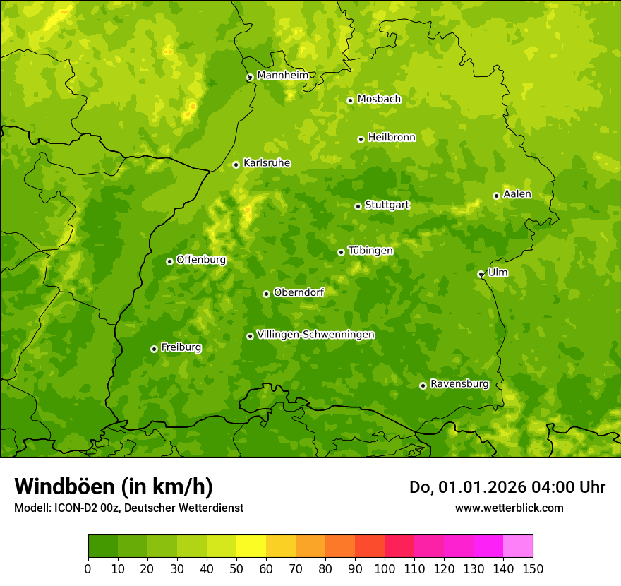 Modellkarten Windgeschwindigkeit