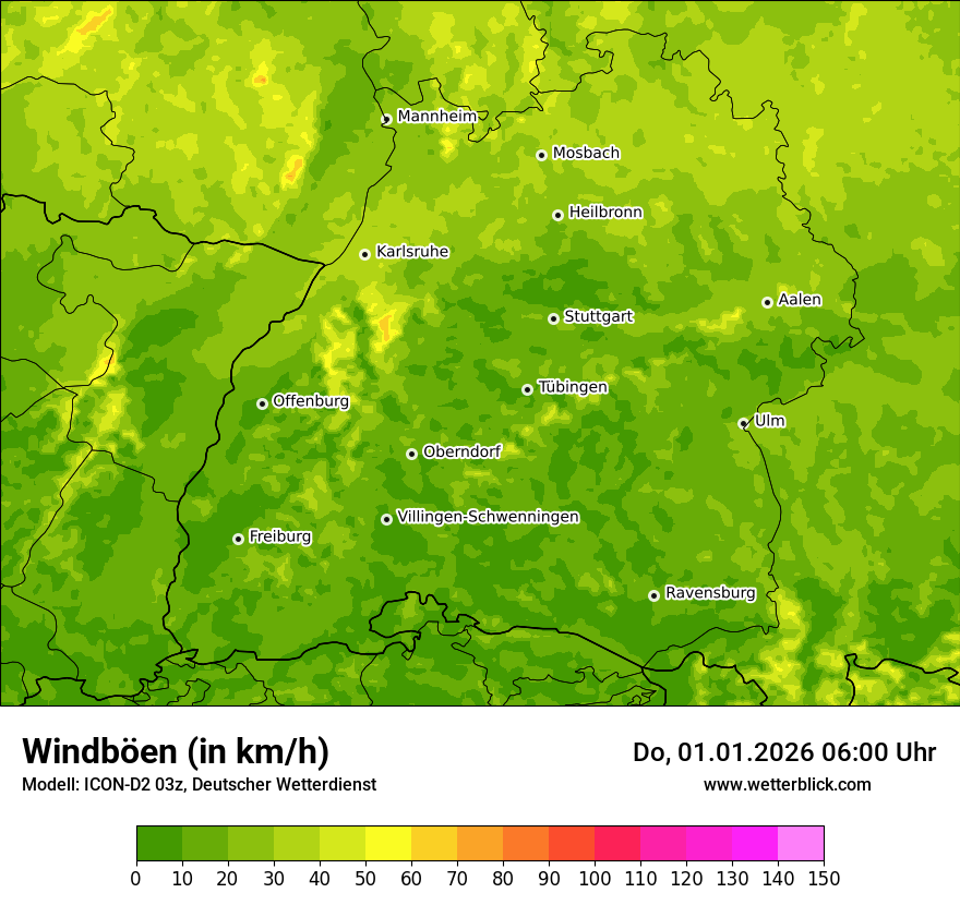 Modellkarten Windgeschwindigkeit