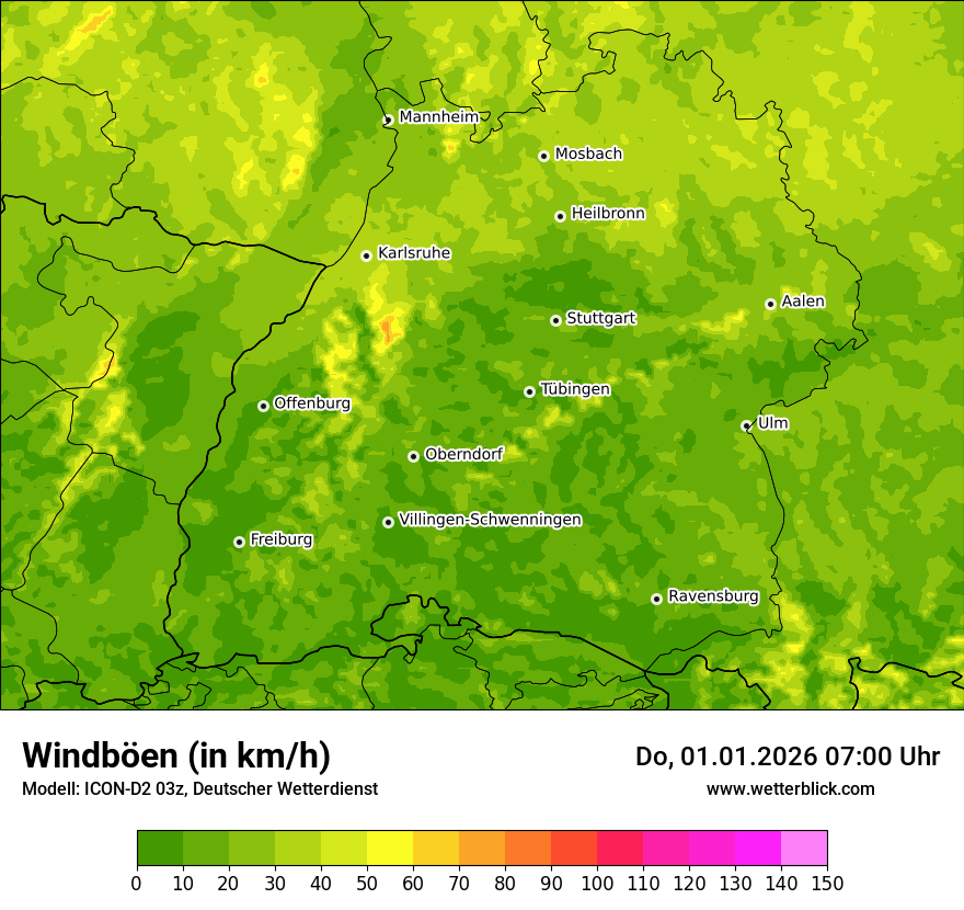 Modellkarten Windgeschwindigkeit