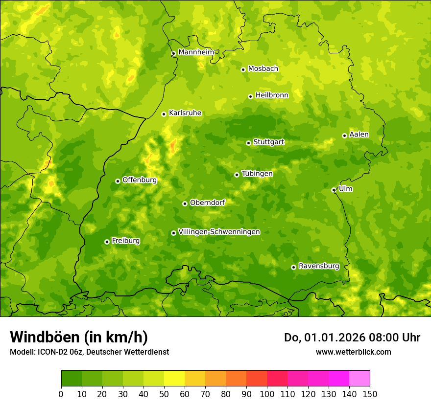 Modellkarten Windgeschwindigkeit