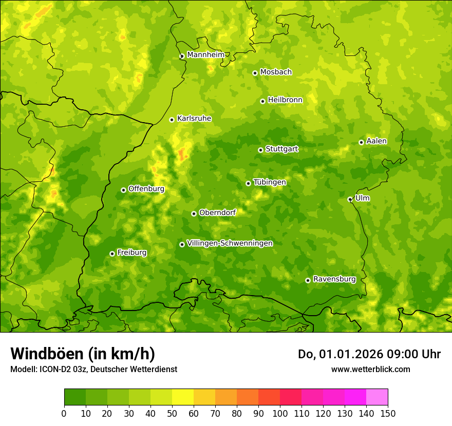 Modellkarten Windgeschwindigkeit