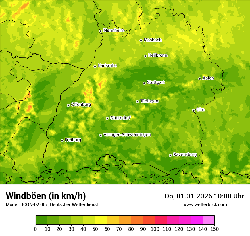 Modellkarten Windgeschwindigkeit
