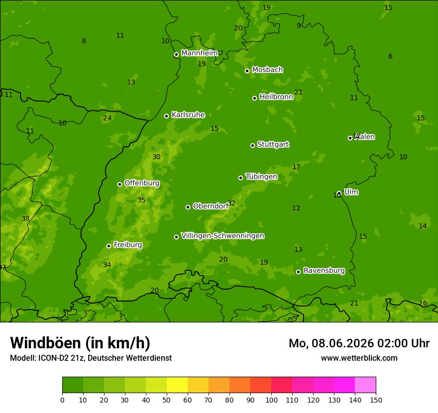 Maximale Windböen