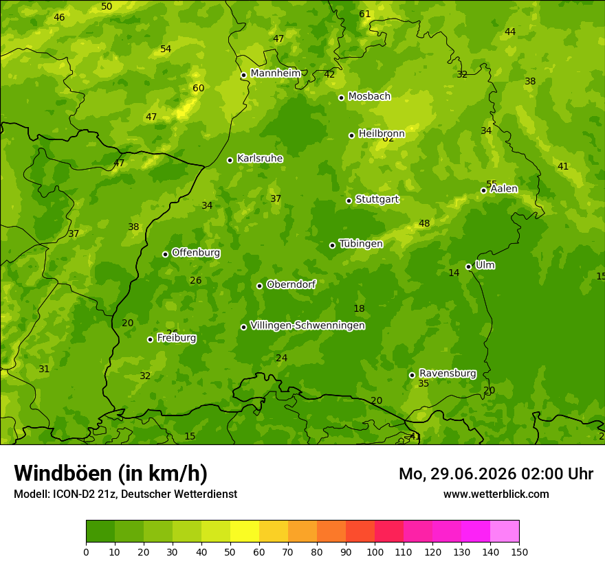 Maximale Windböen