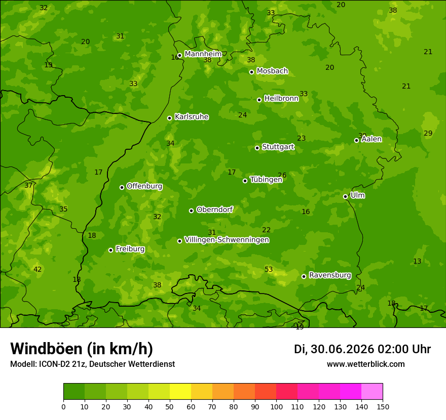 Maximale Windböen