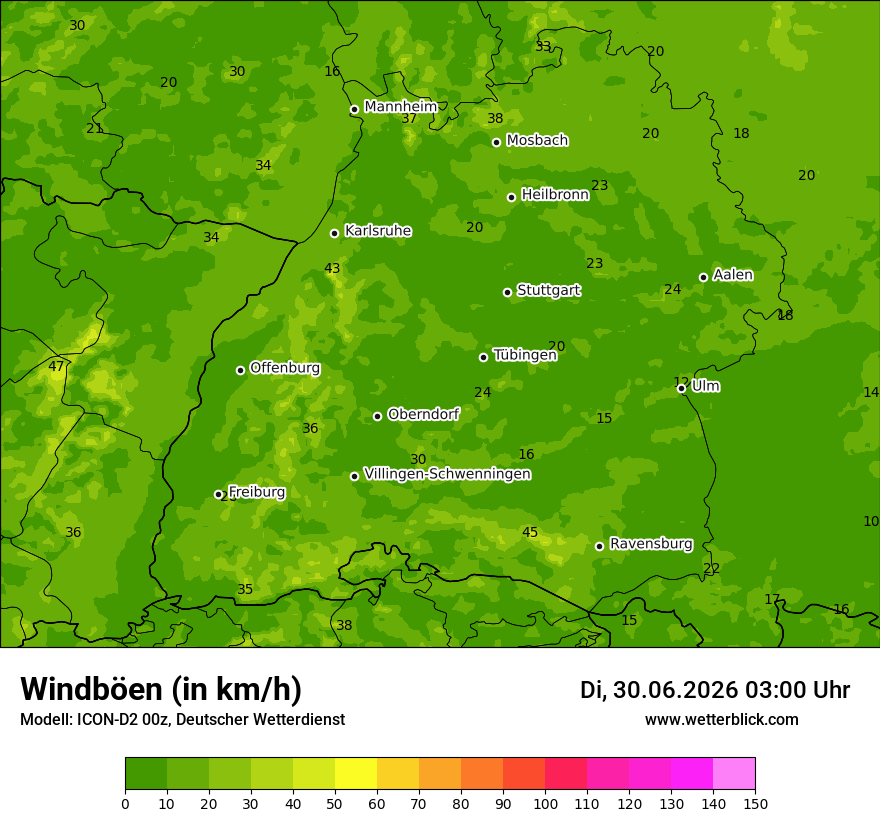 Maximale Windböen