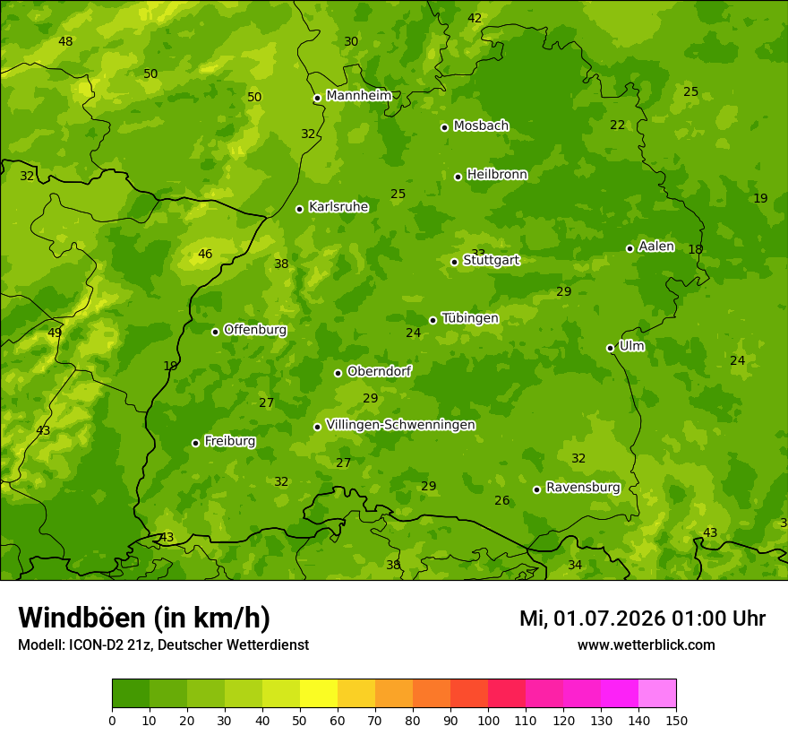 Maximale Windböen