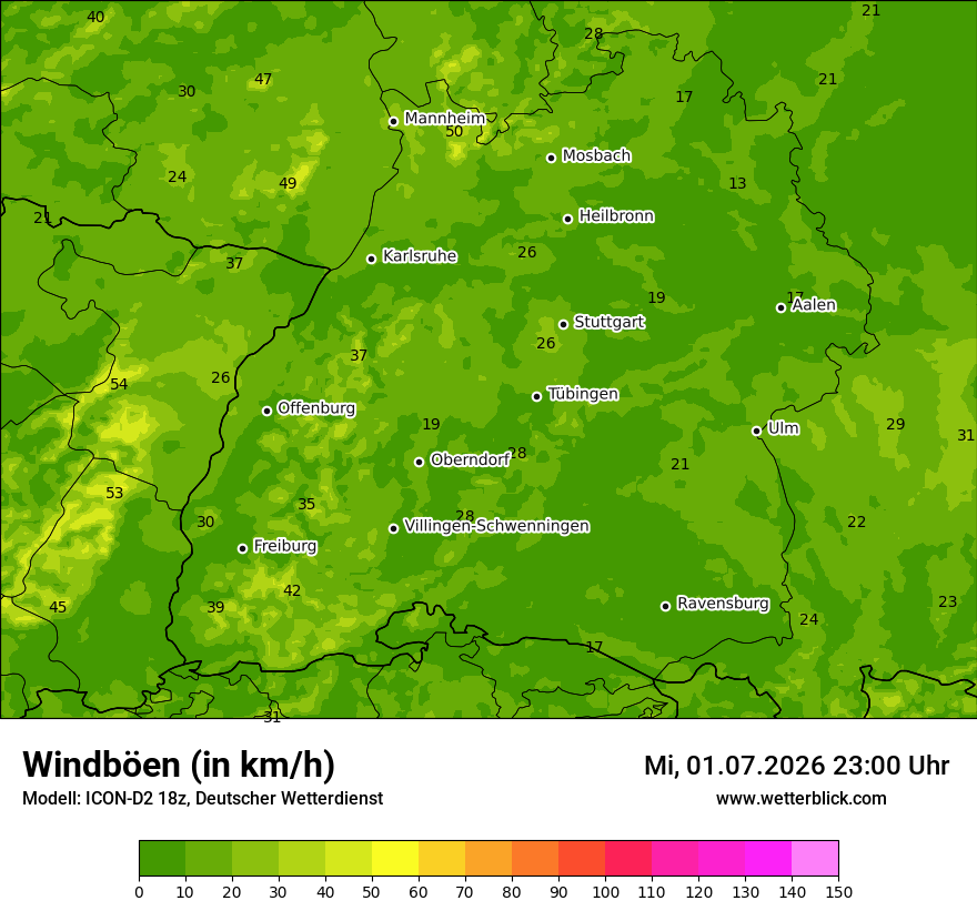 Maximale Windböen