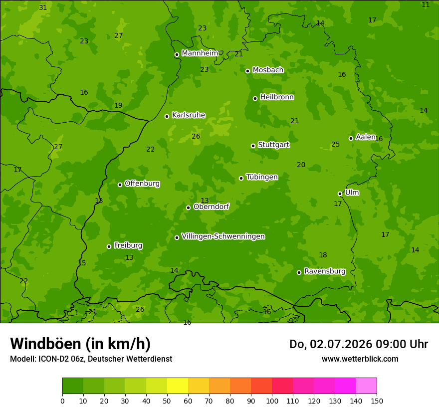 Maximale Windböen
