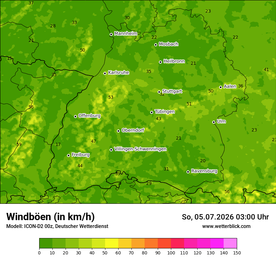 Maximale Windböen