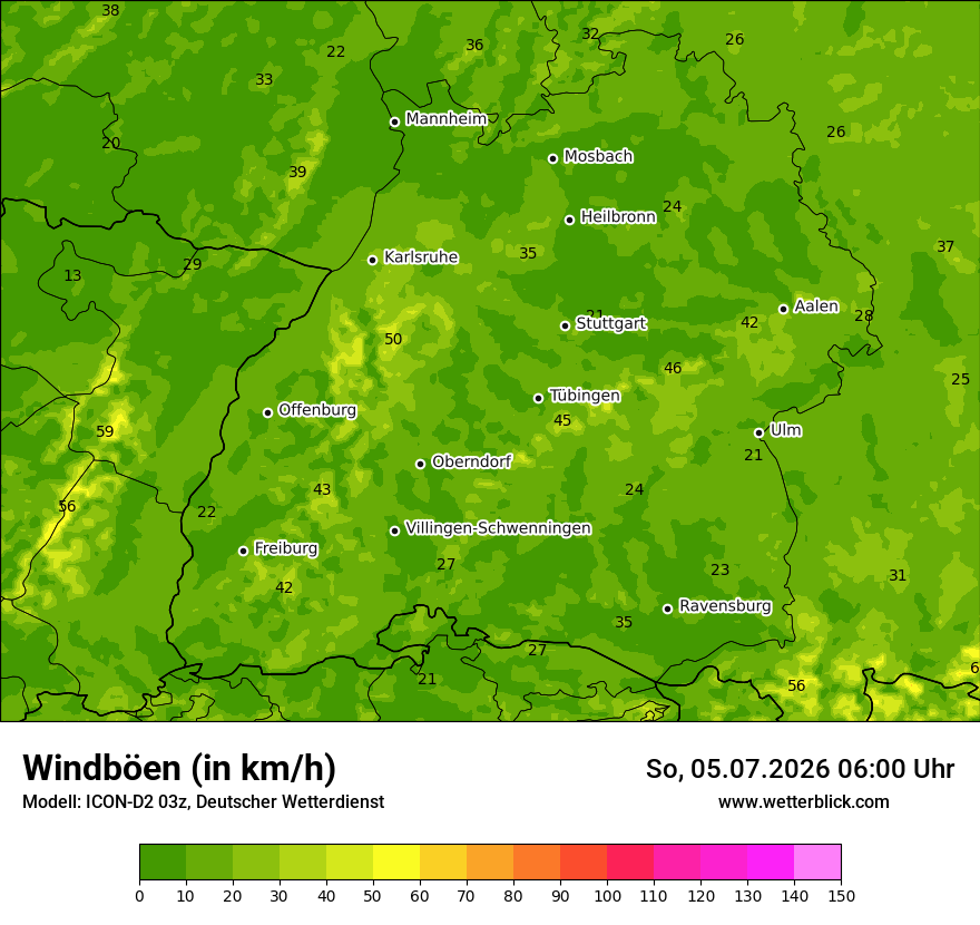 Maximale Windböen