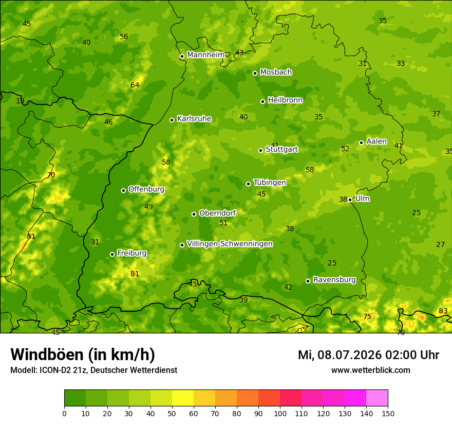 Maximale Windböen