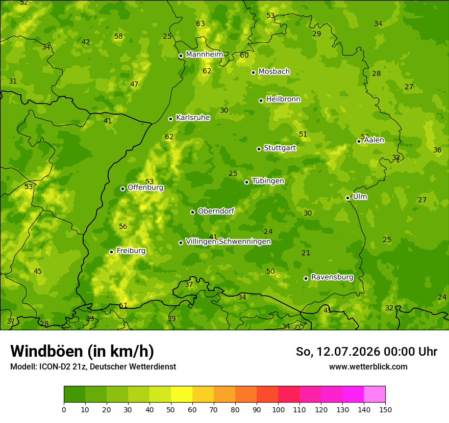 Maximale Windböen