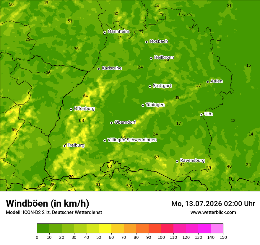 Maximale Windböen