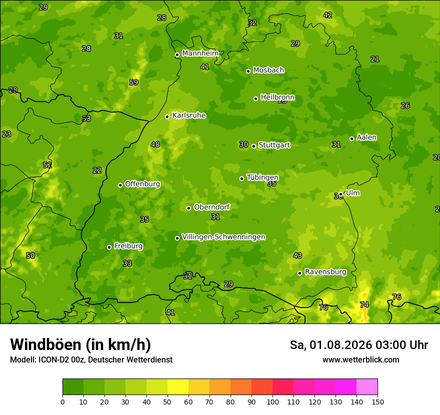 Maximale Windböen