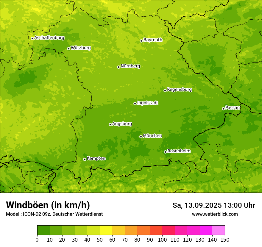 Modellkarten Windgeschwindigkeit