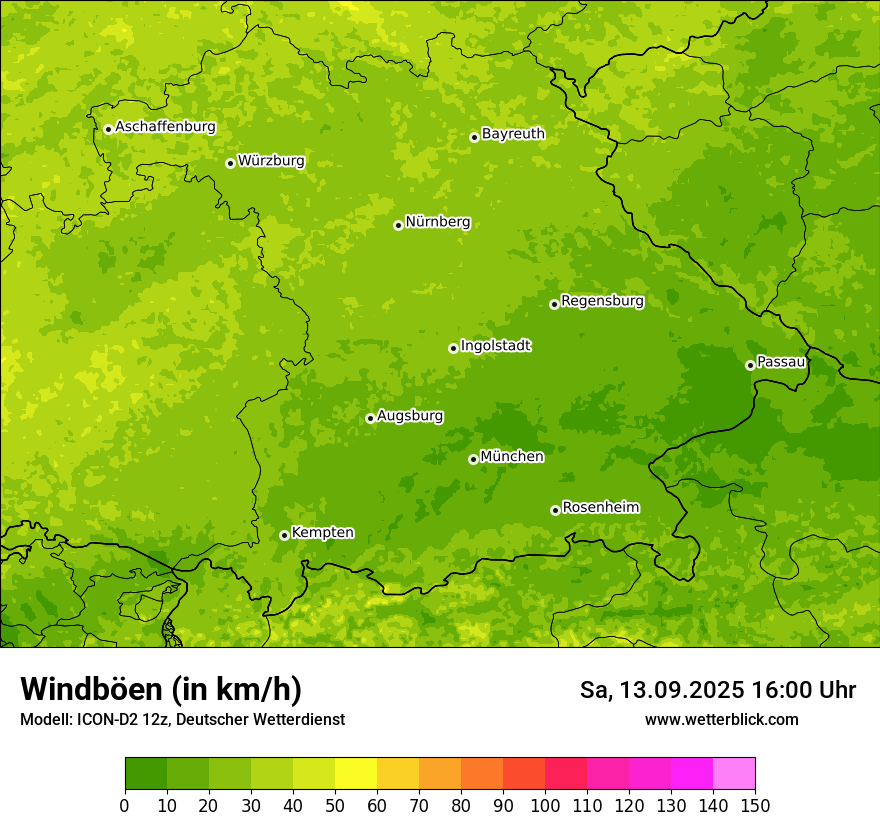 Modellkarten Windgeschwindigkeit