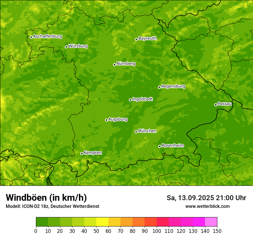 Modellkarten Windgeschwindigkeit