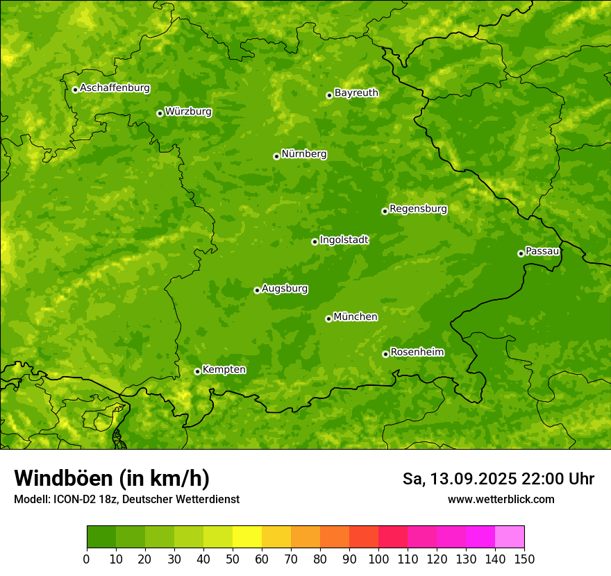 Modellkarten Windgeschwindigkeit
