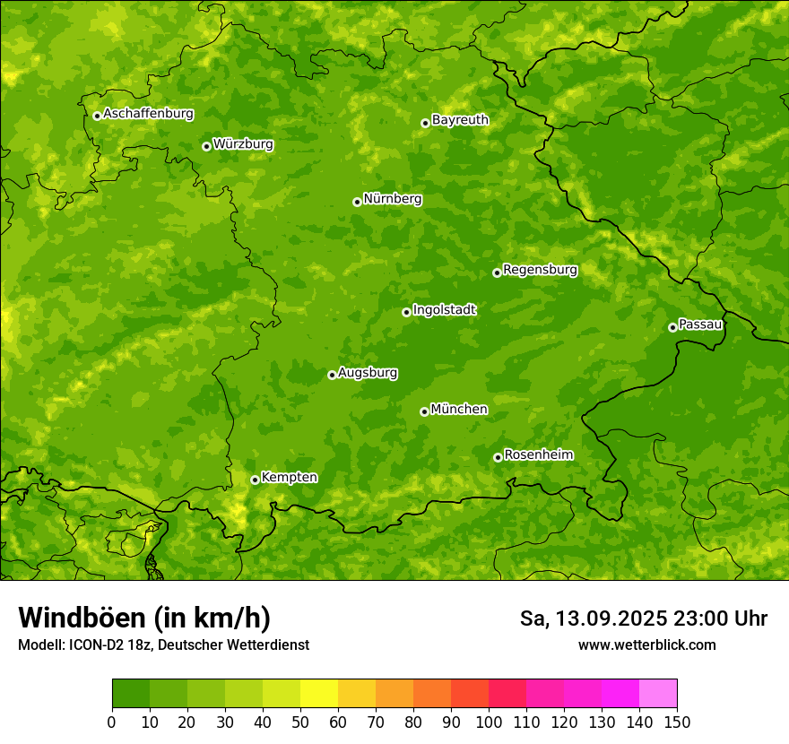 Modellkarten Windgeschwindigkeit