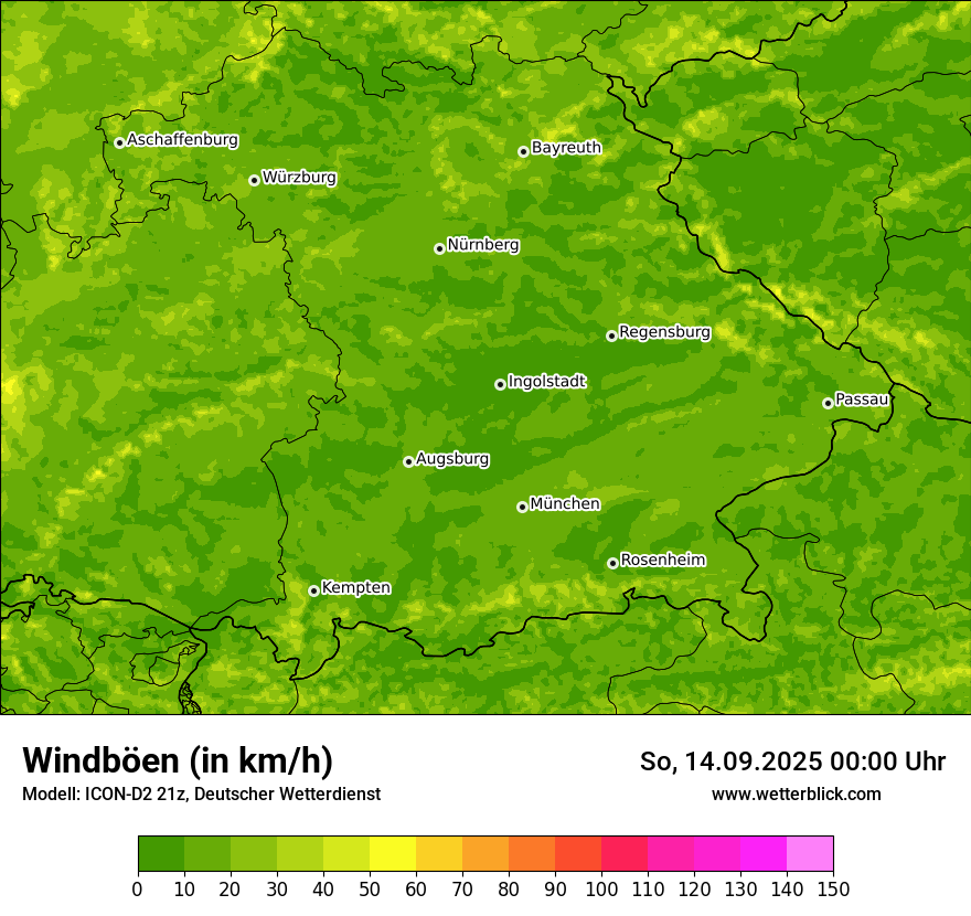 Modellkarten Windgeschwindigkeit