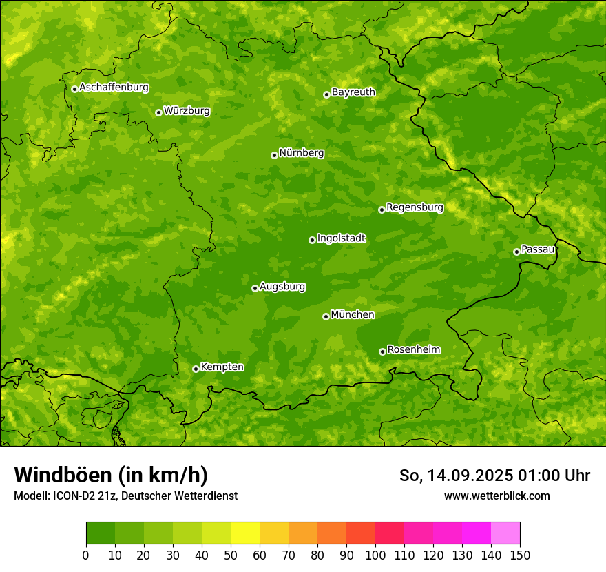Modellkarten Windgeschwindigkeit