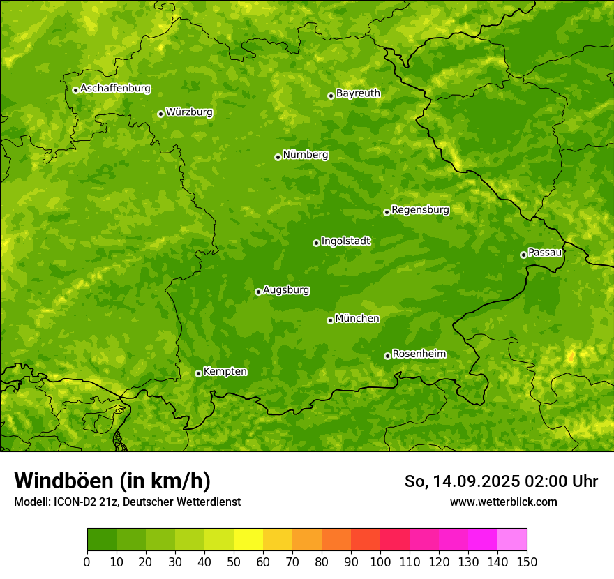 Modellkarten Windgeschwindigkeit