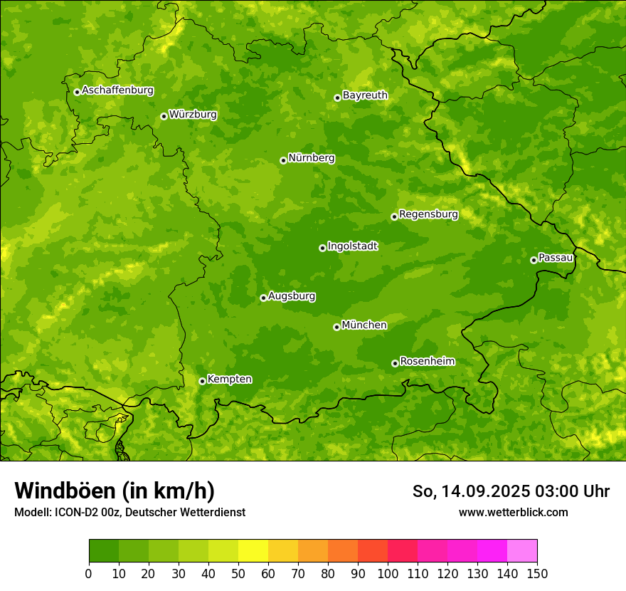 Modellkarten Windgeschwindigkeit
