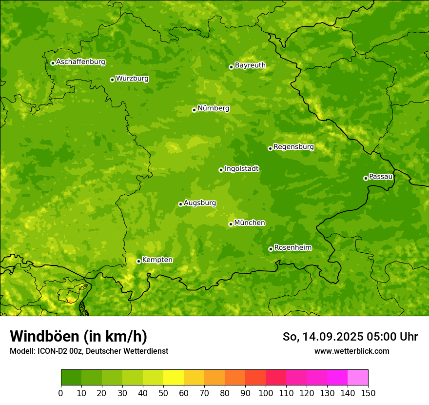 Modellkarten Windgeschwindigkeit