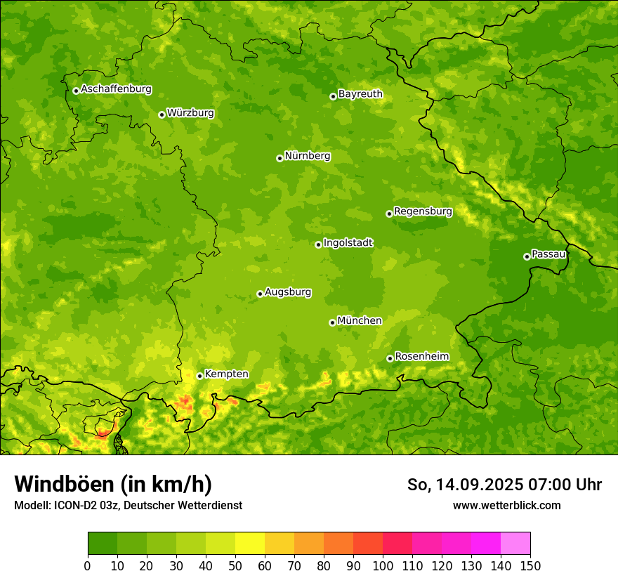 Modellkarten Windgeschwindigkeit