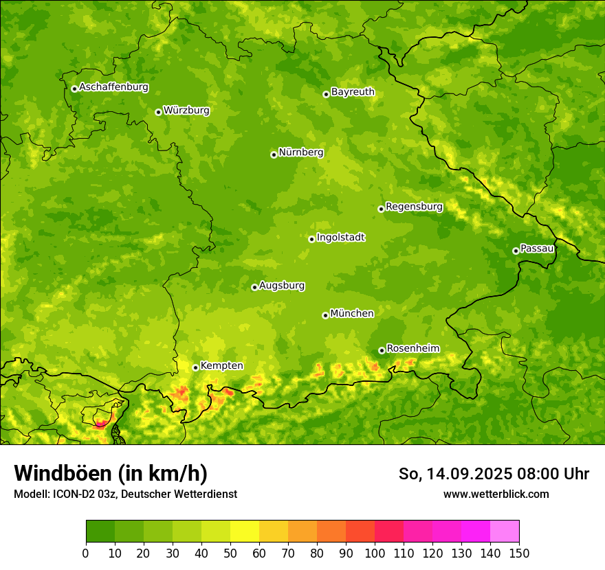 Modellkarten Windgeschwindigkeit
