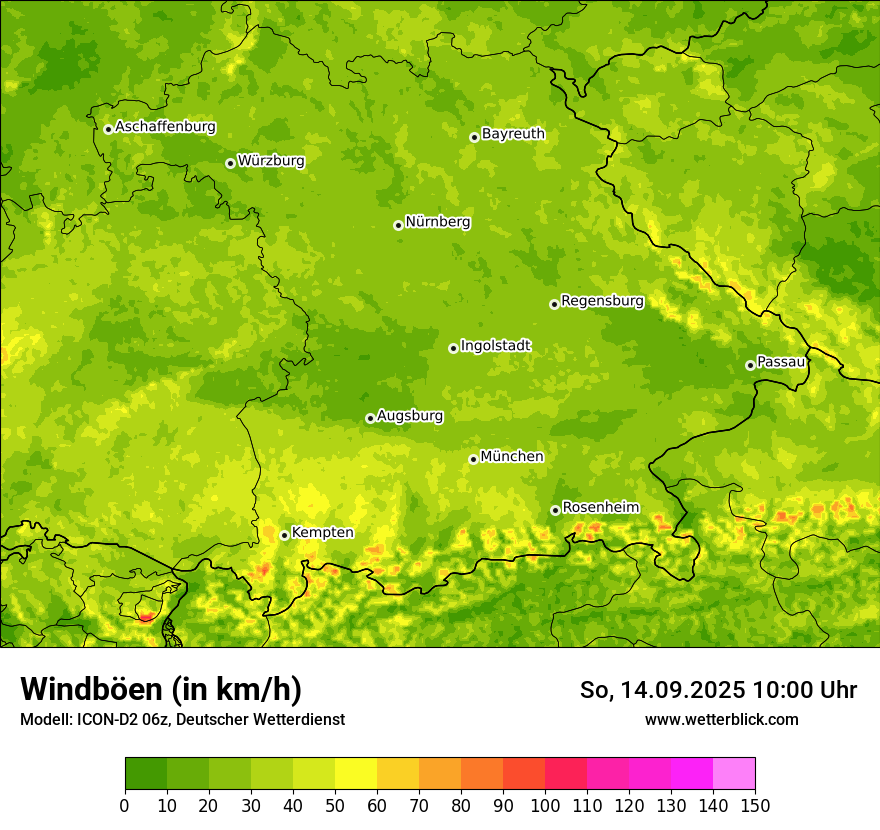 Modellkarten Windgeschwindigkeit