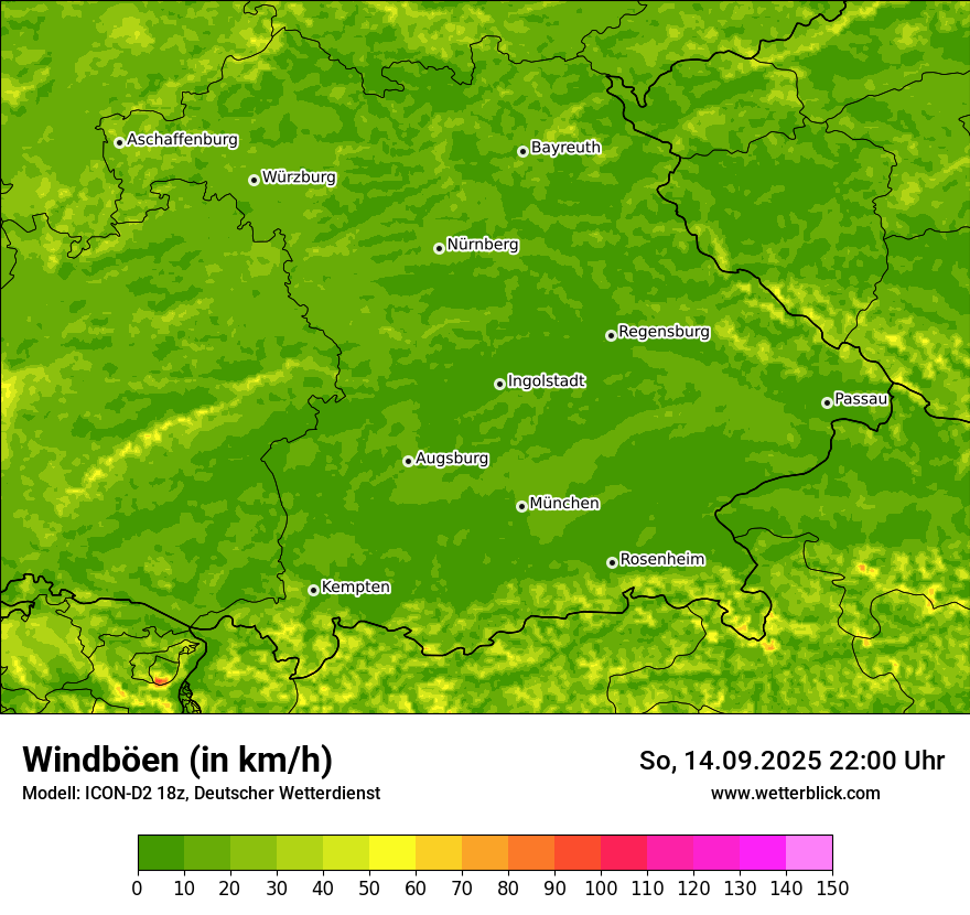 Modellkarten Windgeschwindigkeit