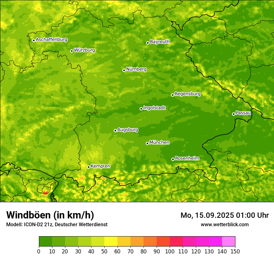 Modellkarten Windgeschwindigkeit