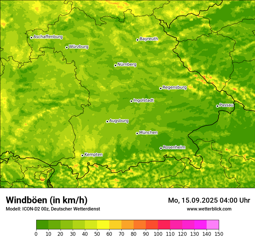 Modellkarten Windgeschwindigkeit