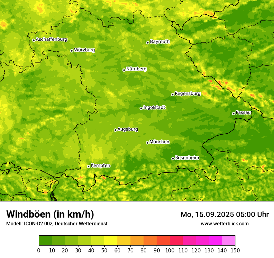 Modellkarten Windgeschwindigkeit