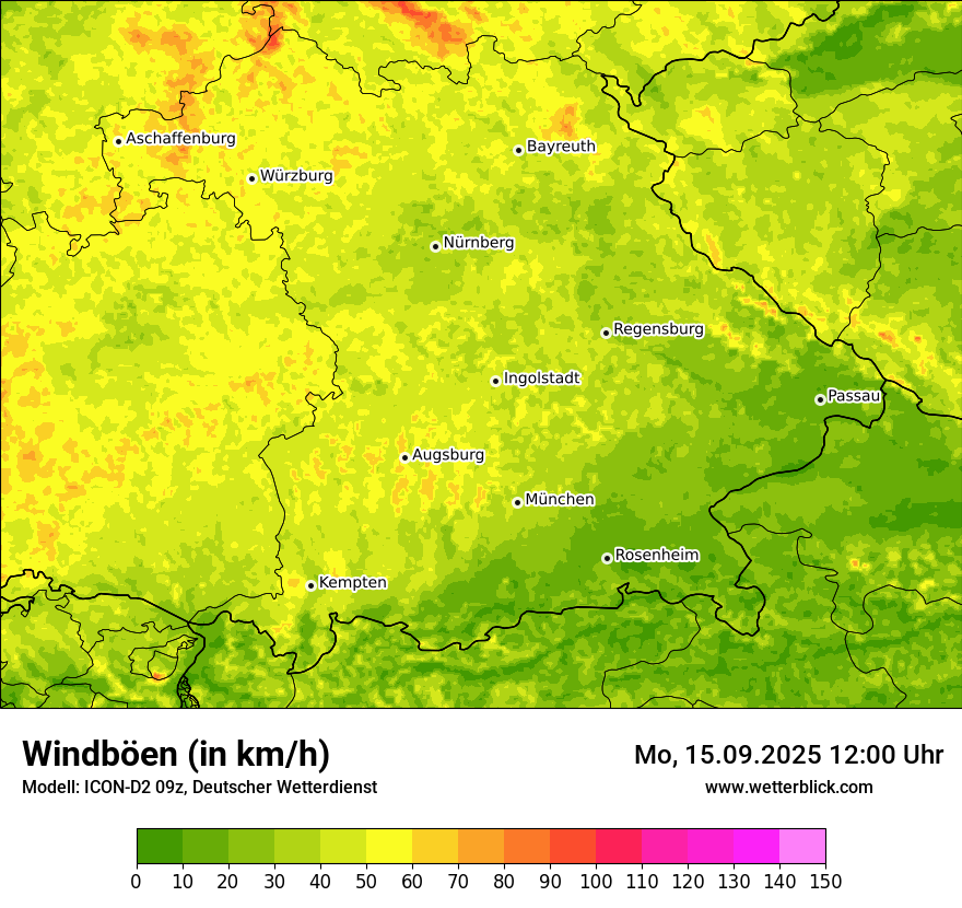 Modellkarten Windgeschwindigkeit