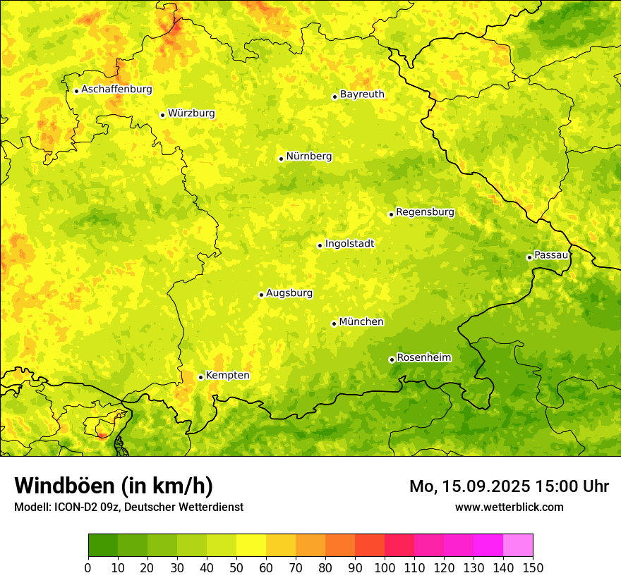 Modellkarten Windgeschwindigkeit