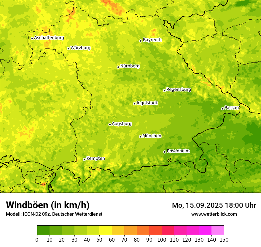 Modellkarten Windgeschwindigkeit
