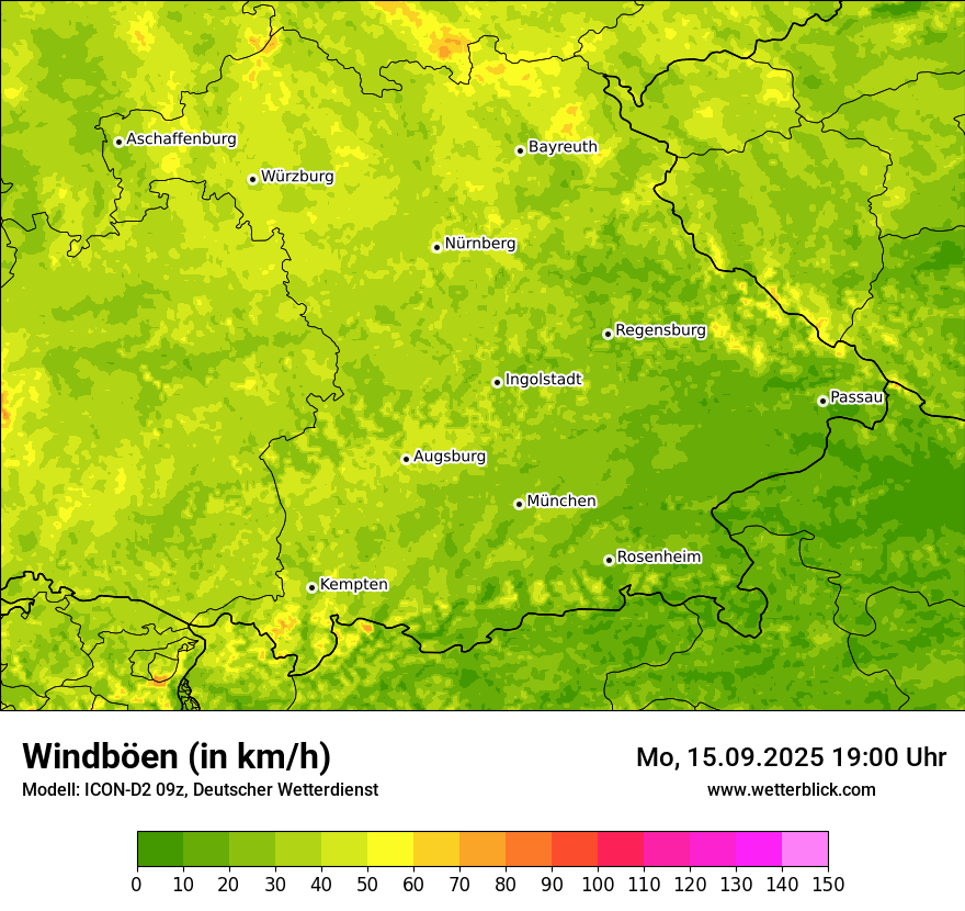 Modellkarten Windgeschwindigkeit