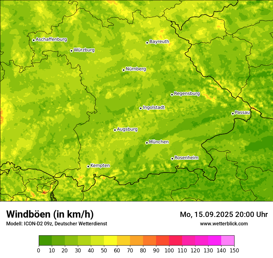 Modellkarten Windgeschwindigkeit
