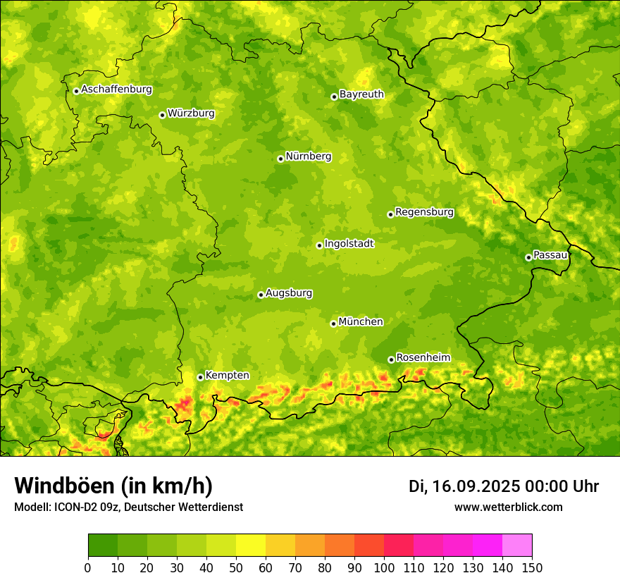 Modellkarten Windgeschwindigkeit