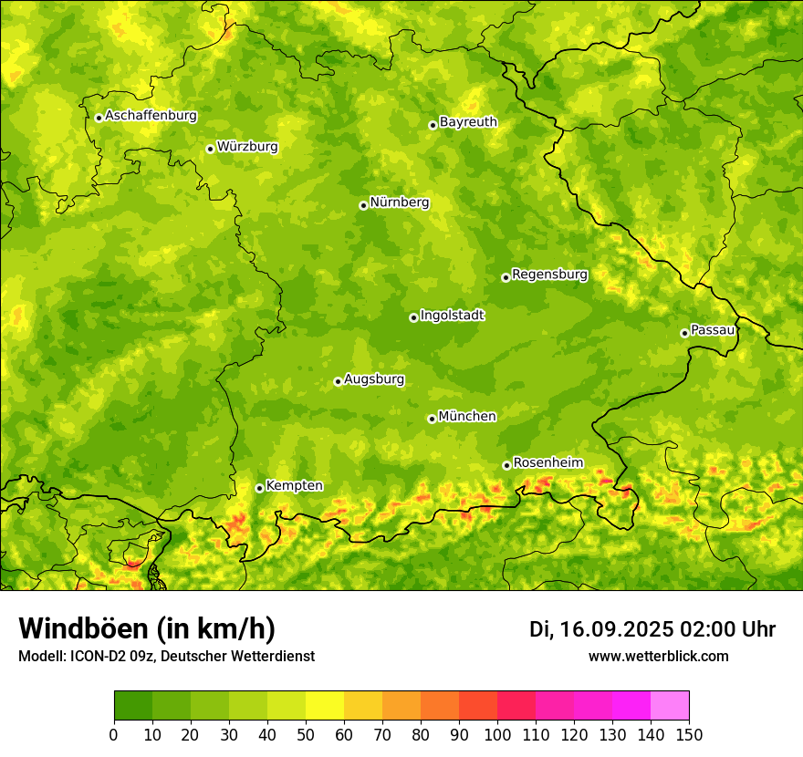 Modellkarten Windgeschwindigkeit