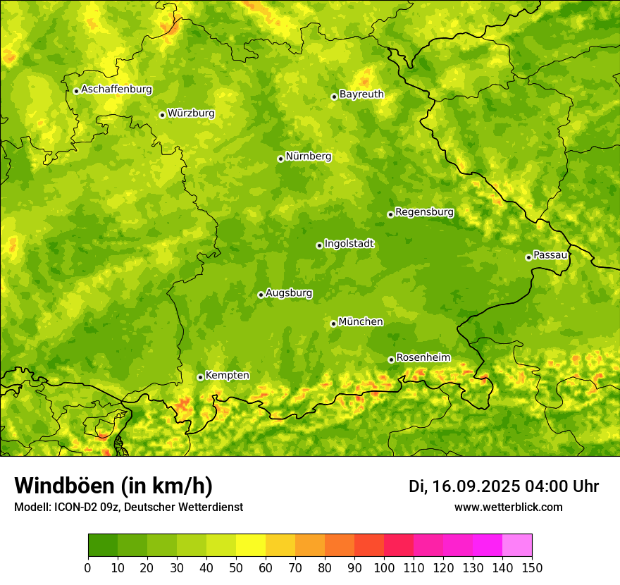 Modellkarten Windgeschwindigkeit