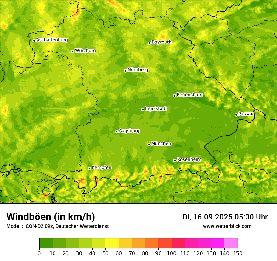 Modellkarten Windgeschwindigkeit