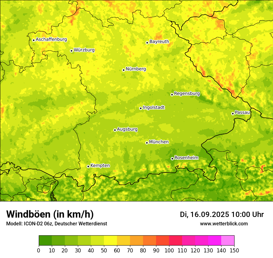 Modellkarten Windgeschwindigkeit